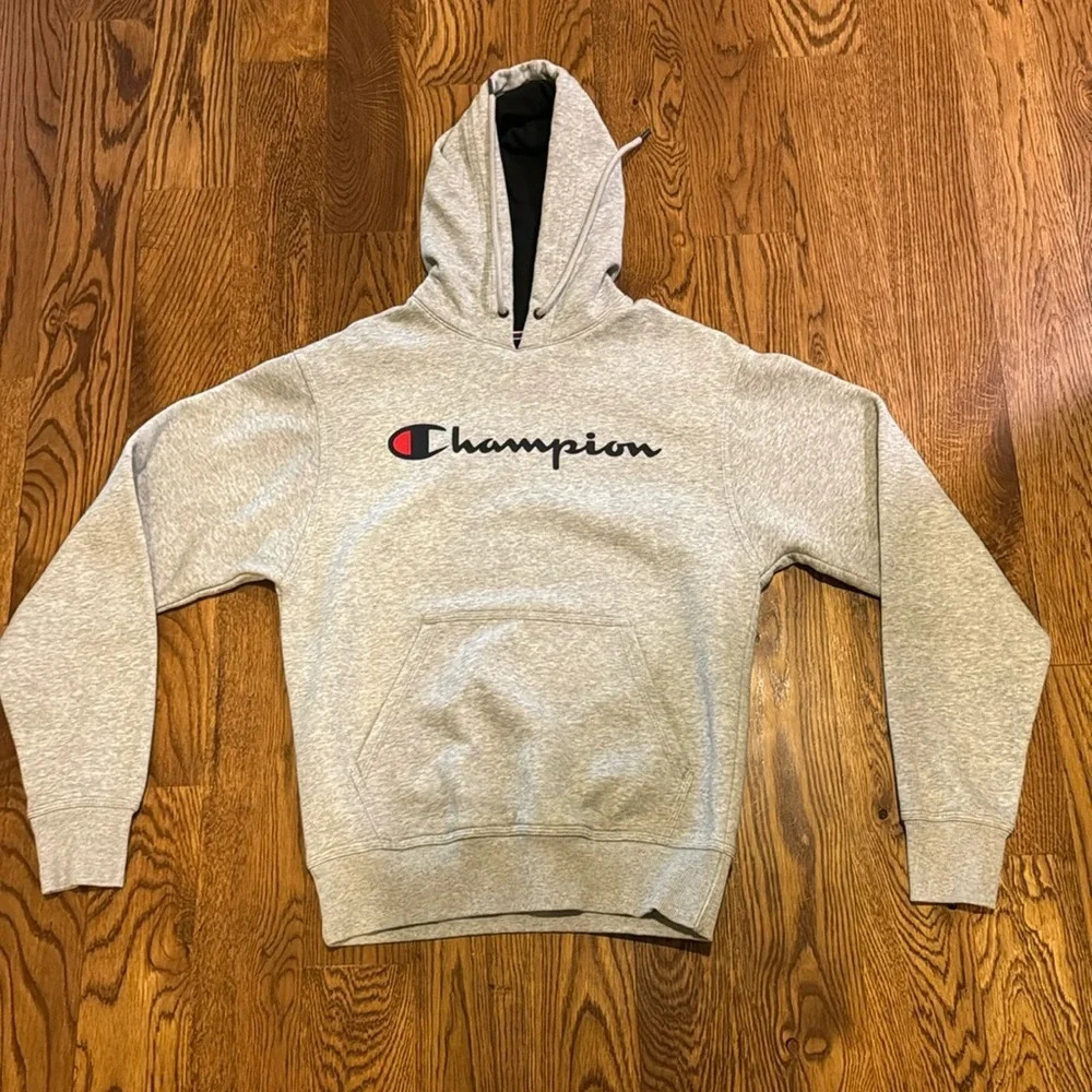 Men Champion Light Grey Hoodie